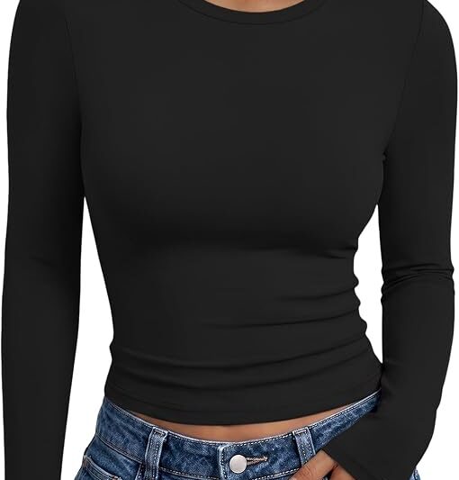 Trendy Queen Womens Long Sleeve T Shirts Fall Fashion Basic Y2K Tops 2026